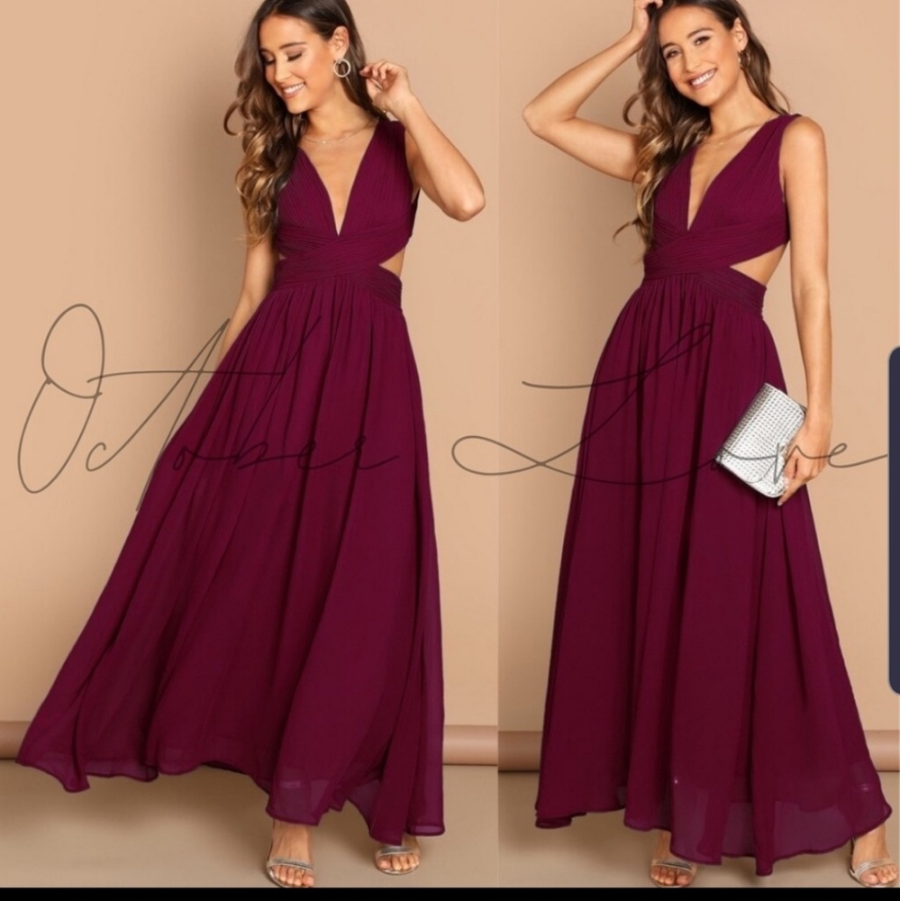 NOW AVAILABLE!  STUNNING WINE MAXI DRESS